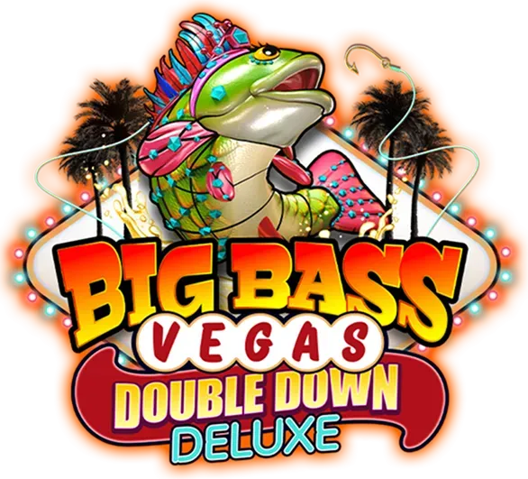 Big Bass Vegas Double Down Deluxe Logo gioco slot Big Bass Vegas con pesce e luci